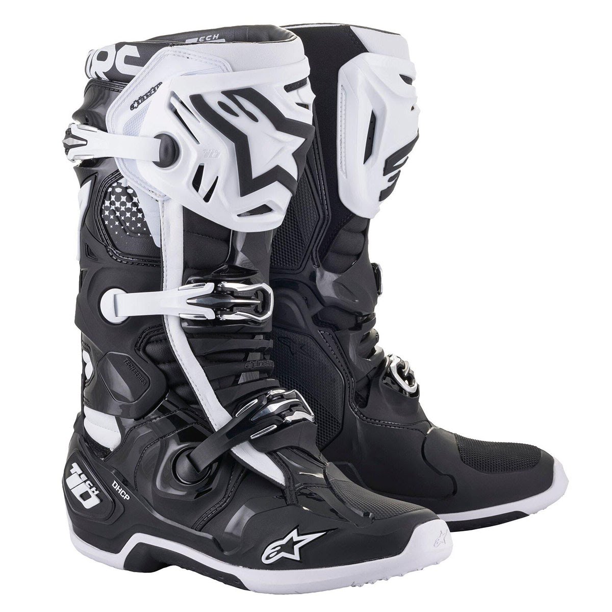 Alpinestars Tech10 バイクブーツ ブラック/ホワイト Alpinestars Tech 10 Boots - Black/White