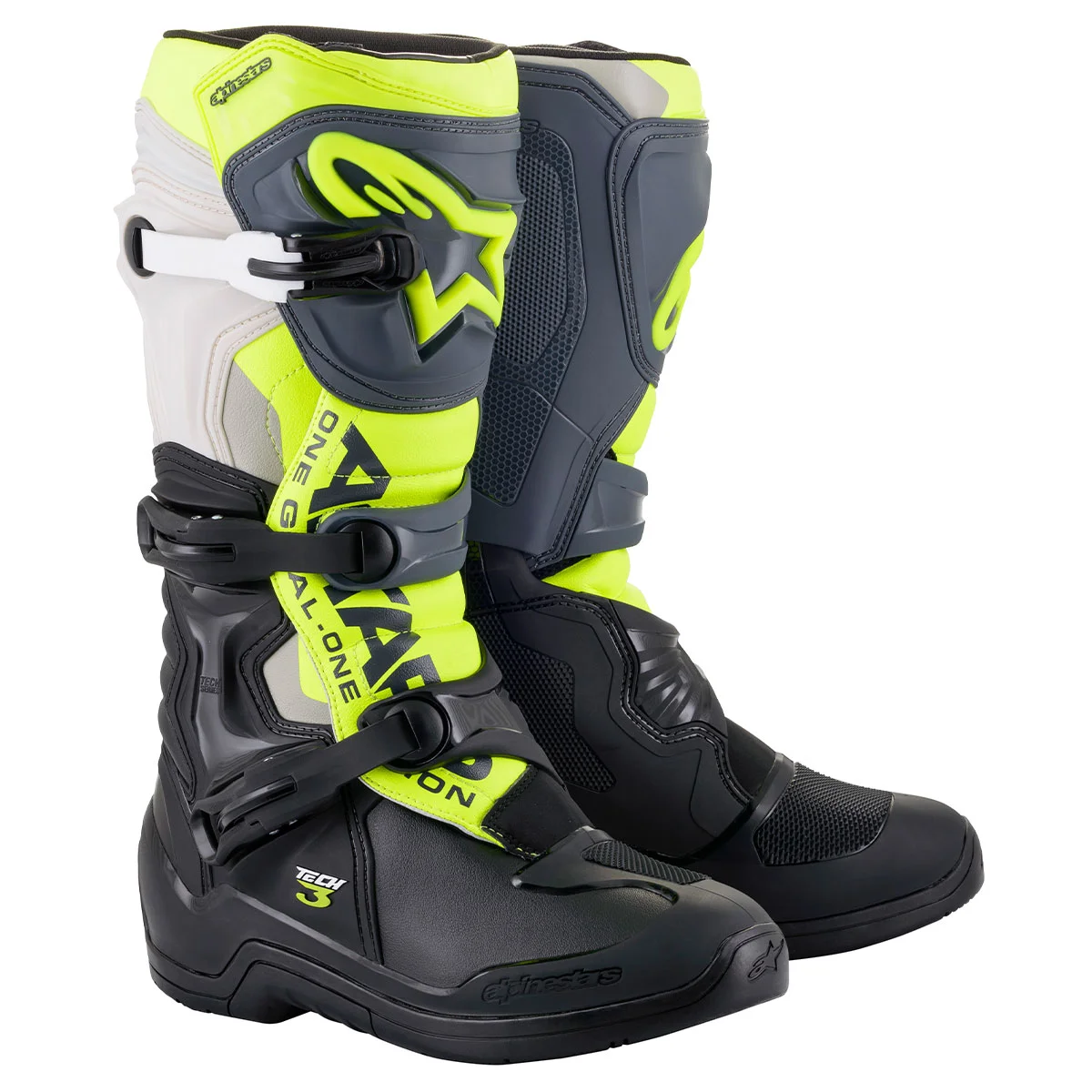 Alpinestars TECH3 ブーツ ブラック/クールグレー/イエローフロー| Dirtbikeplus (ダートバイクプラス)