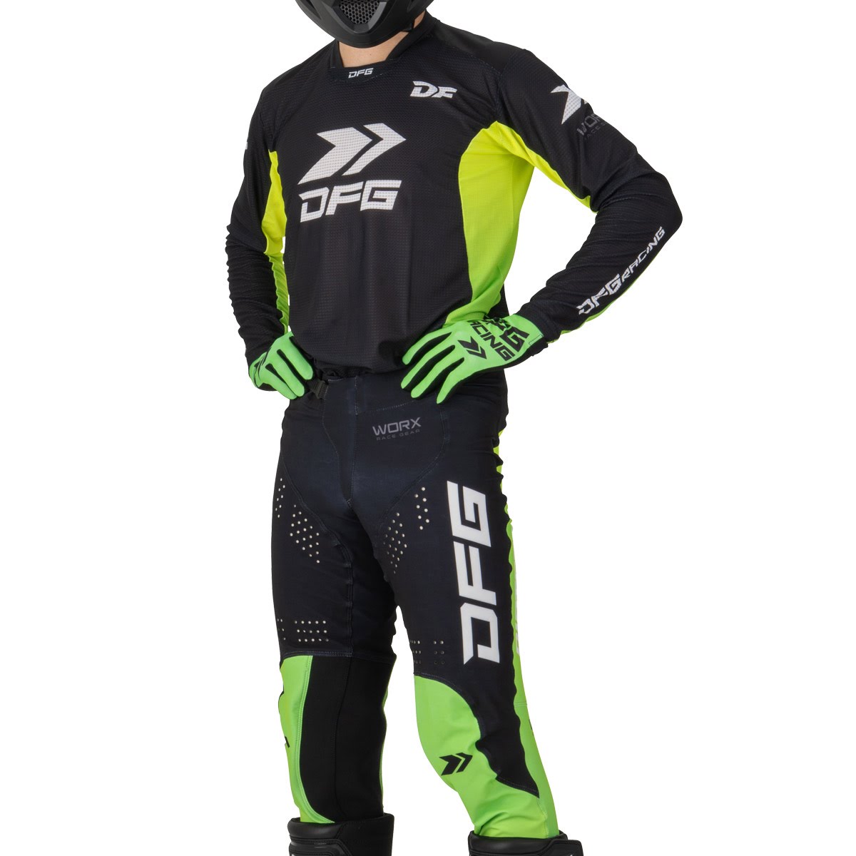 DFG ワークスジャージ ファクトリー ブラック/グリーン| Dirtbikeplus