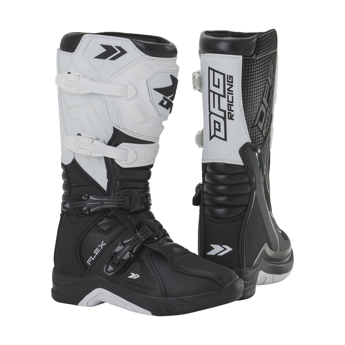 DFG Racing バイクブーツ 黒/白 DFG フレックスブーツ ブラック/ホワイト| Dirtbikeplus (ダートバイク