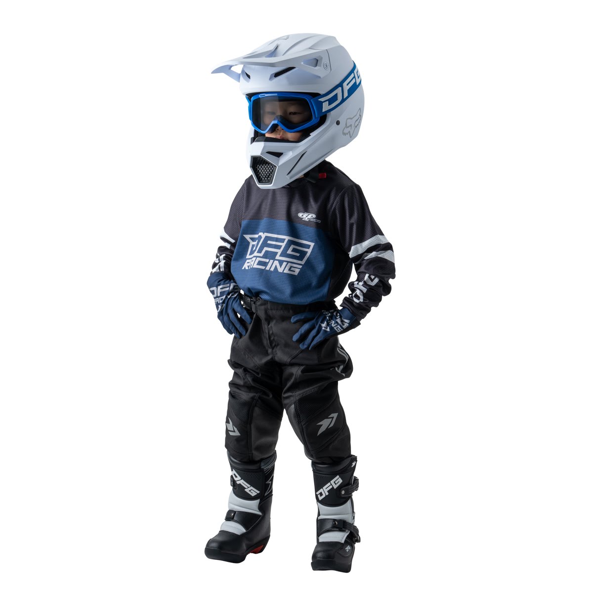 【付属部品付き】 dlike 9ミリショートシャーシ DFG ユース ソリッド ジャージ ブラック/ネイビー| Dirtbikeplus