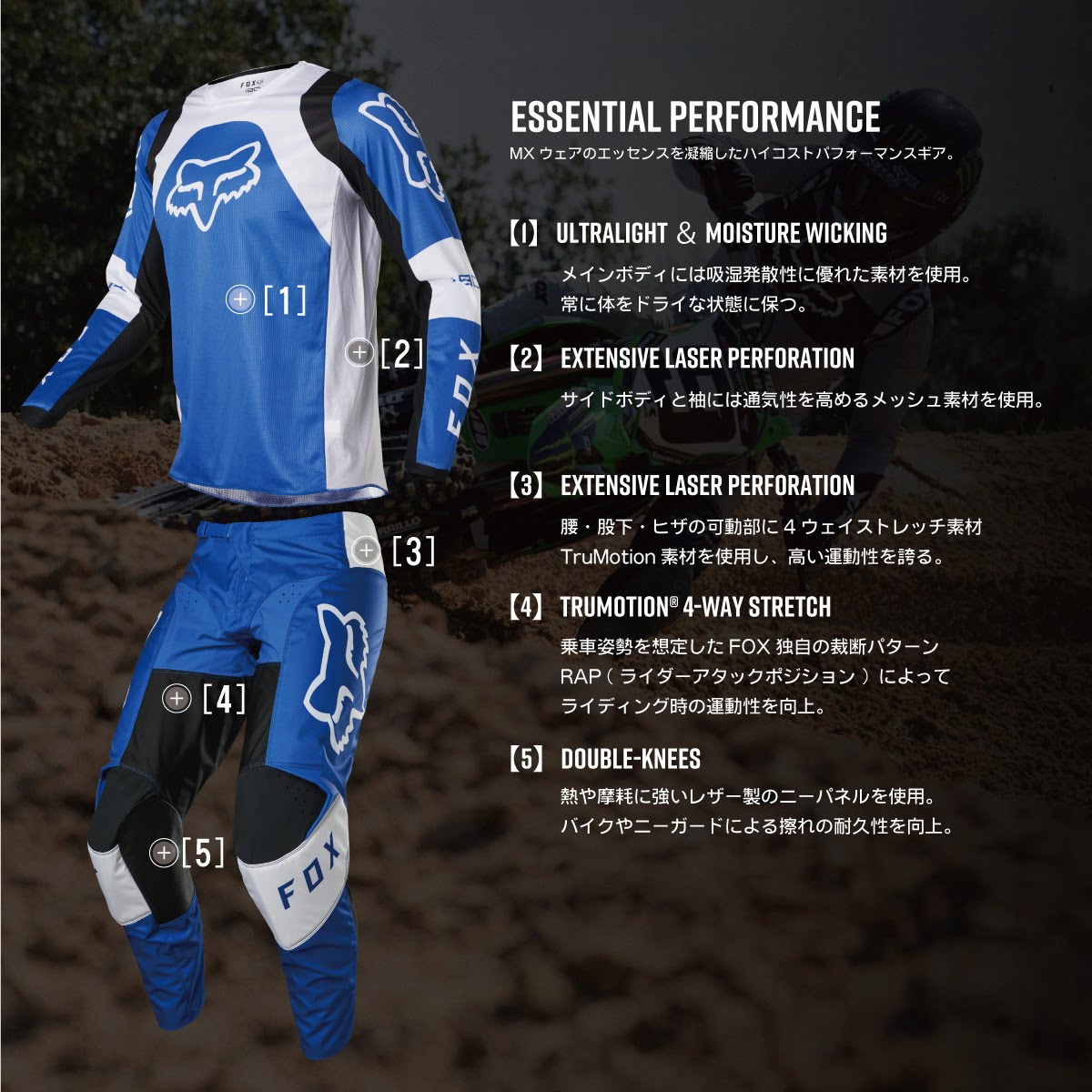 FOX RACING キッズ 180パンツ スキュー ホワイト/レッド/ブルー